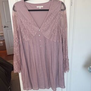 Lavender Lace Boho Mini Dress